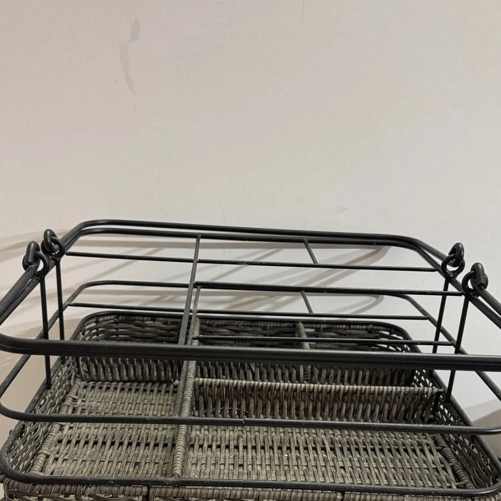 MESA Metal & Woven Serving Caddy Organizer